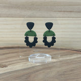 Khaki & Black Scalloped Dangles