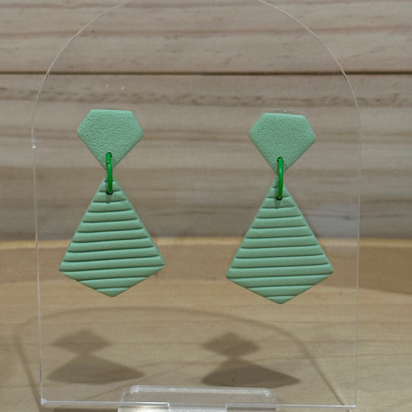 Green Striped Diamond Shape Dangles