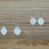 White Mini Scalloped Leaf Earrings