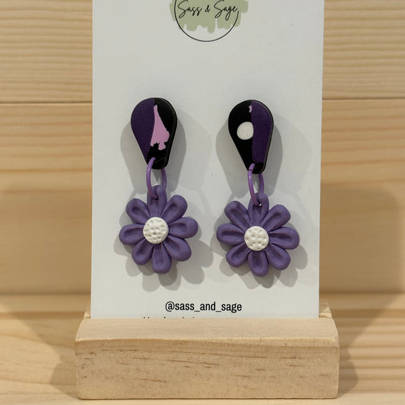 Purple flower Dangles