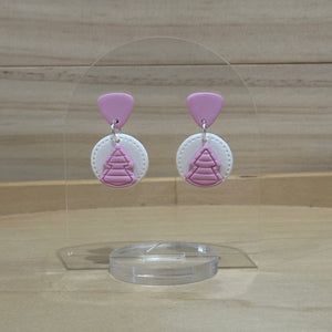 Pink Christmas Tree Round Dangle