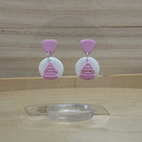 Pink Christmas Tree Round Dangle